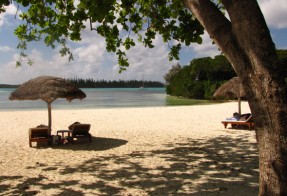 Tropical island resort scene, Ile des Pins