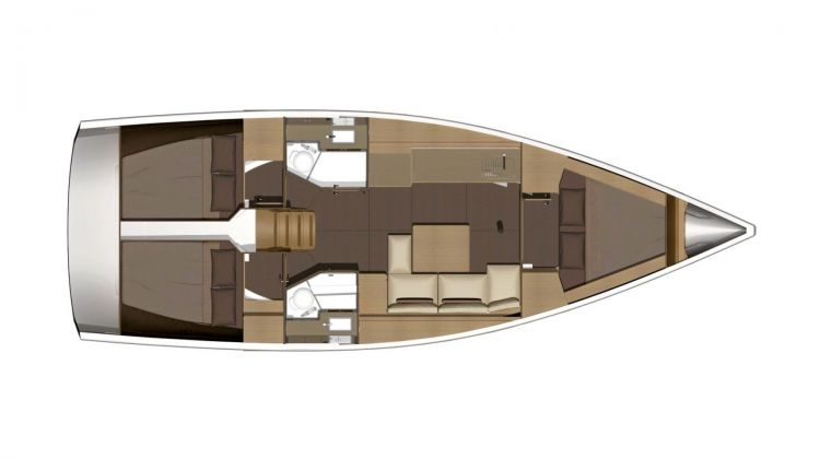 Dufour 382 - 3 Cabin Layout