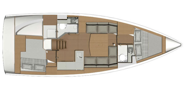 Dufour 390 2-cabin layout